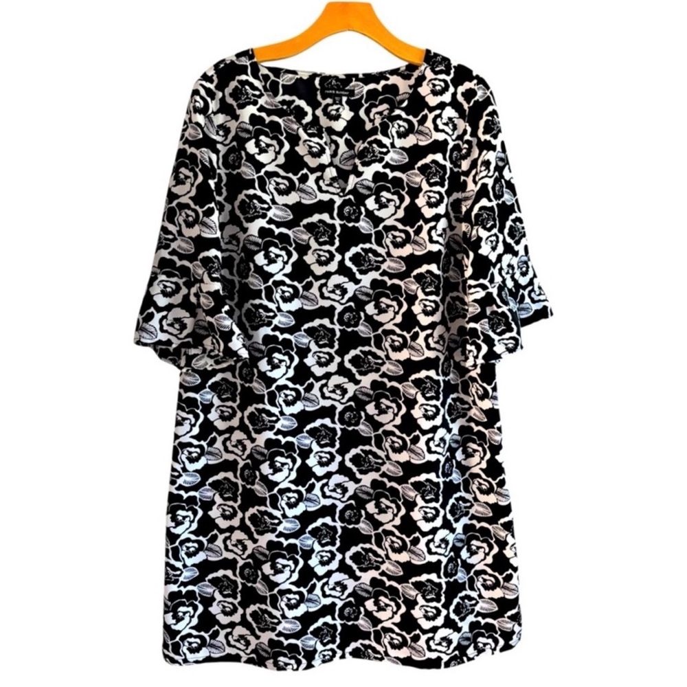 Paris Sunday Floral Shift Dress Xl Black White